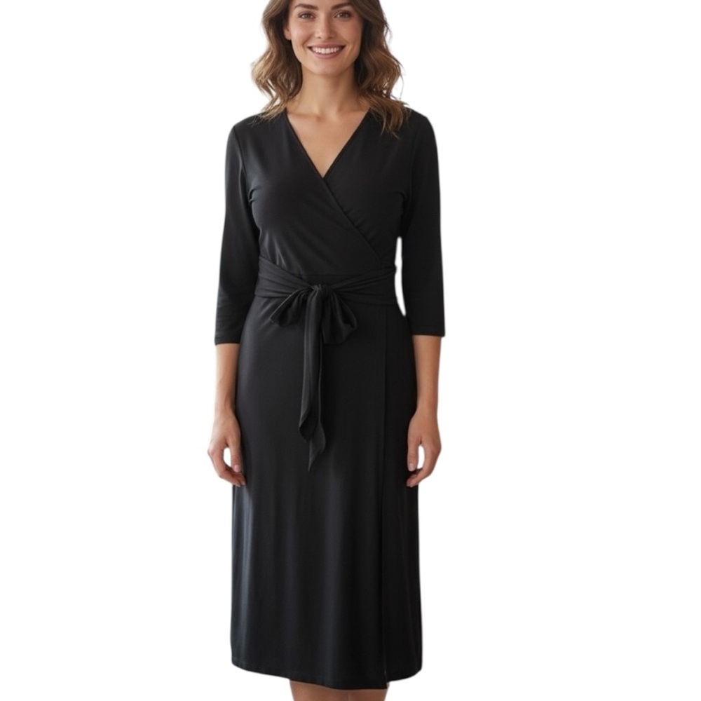 JW San Francisco Vintage Black Wrap Midi Dress Size S